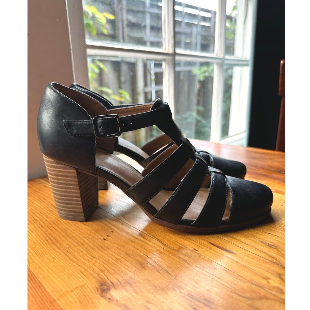 Clarks Sandal Ciera Gull Pump Block Heel Black Women's Size 8 - Picture 4 of 6